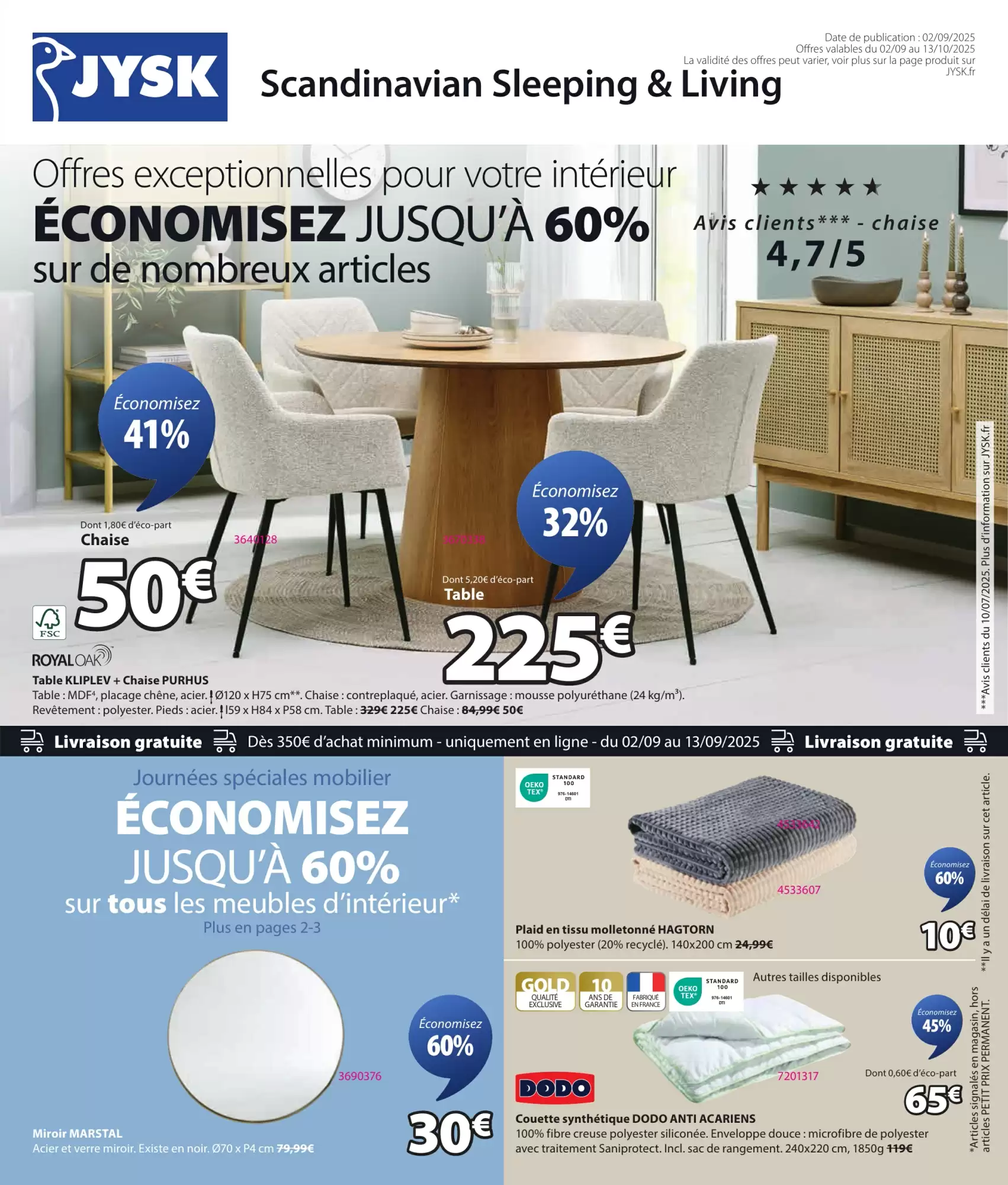 Catalogue JYSK en ligne du 02 au 02 septembre 2025