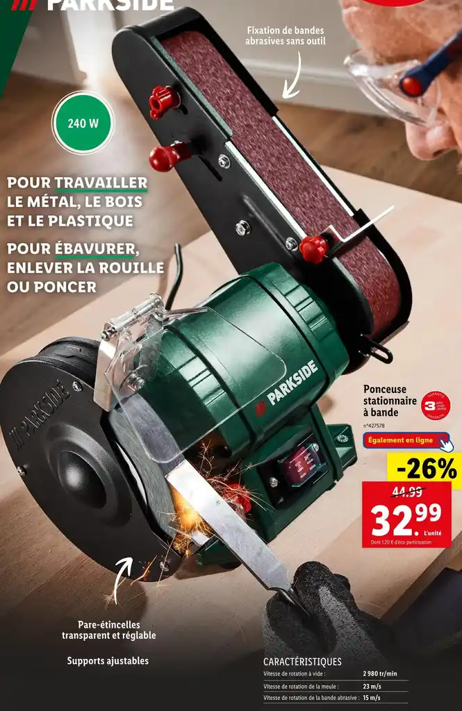 Test, avis et prix : Ponceuse à bande filaire PARKSIDE PBS 900 C3 | Zone Outillage