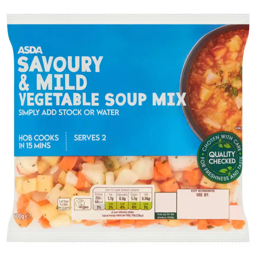 ASDA Savoury & Mild Vegetable Soup Mix 500g